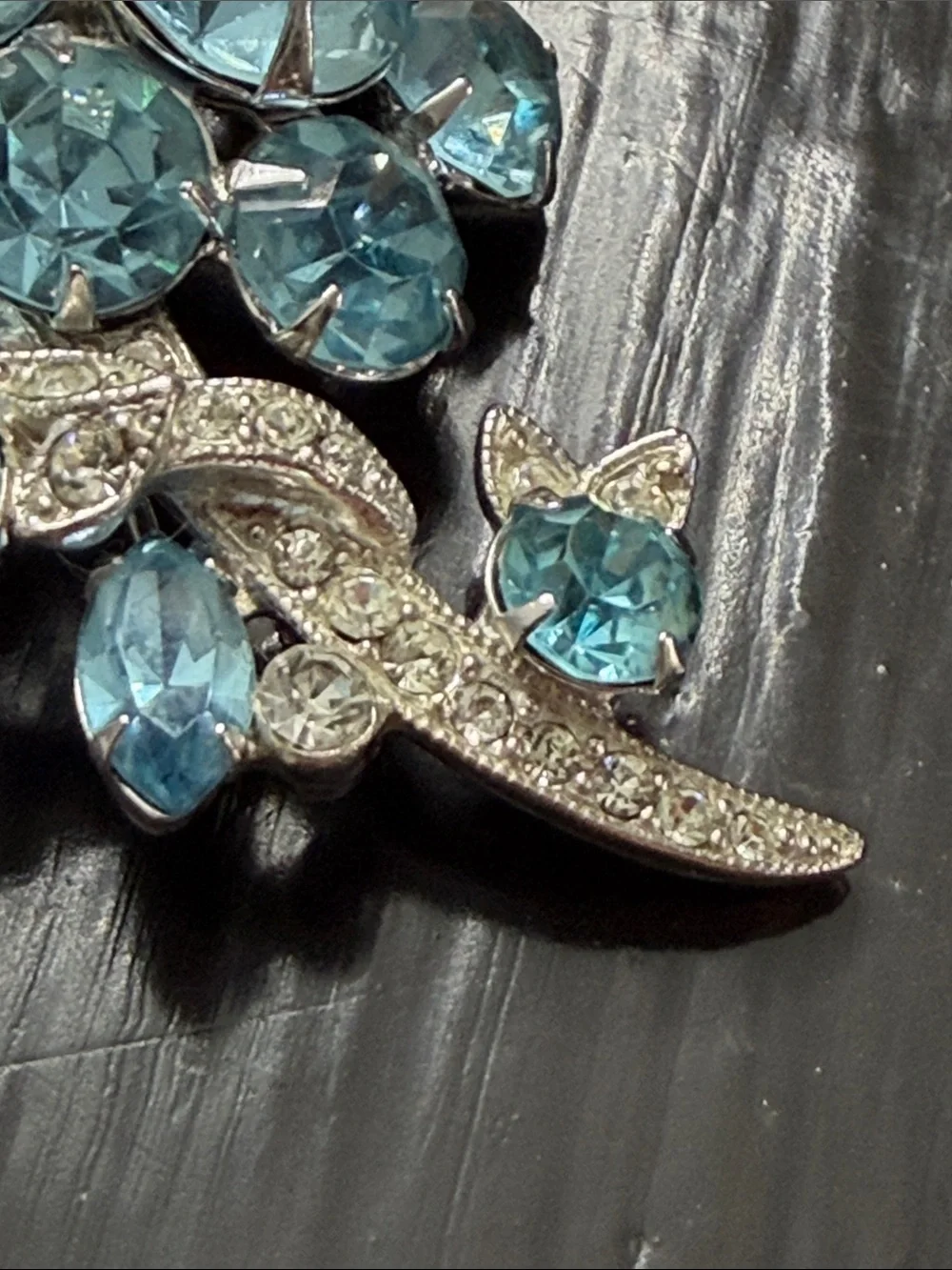 Eisenberg Ice Blue Crystal Floral Brooch